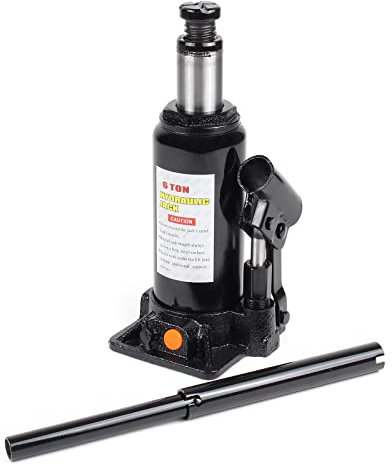 WilTec Hydraulic 6t Bottle Jack, Piston Car Jack with Slow down function, 197-382 mm