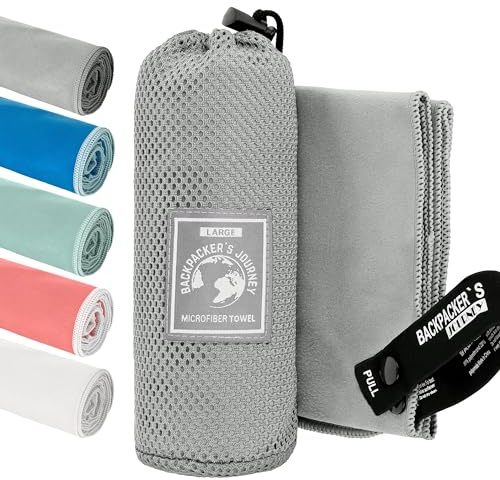 Backpacker's Journey asciugamano microfibra in S M L XL. Set di asciugamani microfibra Mare, ad asciugatura rapida, assorbenti e antibatterici