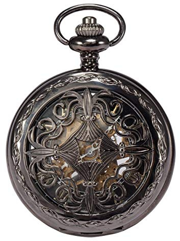 Carrie Hughes CHPW5 Montre de poche mécanique style baroque avec chaîne incluse Motif nœud porte-bonheur, Chpw5, Mécanique