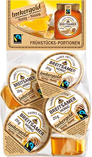 Breitsamer Imkergold Fairtrade Blütenhonig flüssig Frühstücks-Portionen 5 x 20g Beutel im 18er Pack (18 x 5 x 20 g, insgesamt 1800 g)