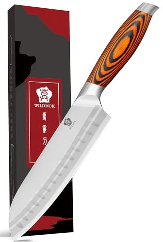 WILDMOK Coltello da cucina Acciaio inossidabile tedesco - Serie Tang (Coltello Santoku 18cm)