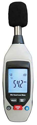 Sper Scientific Decibel Meter 850019 w/Bluetooth, Sound Level Meter 35 to 130 dB, SPL Meter A/C Weighted, Dual Range, Max/Min & Data Hold, Compact Audio Noise Measuring Device, Large Backlit Display