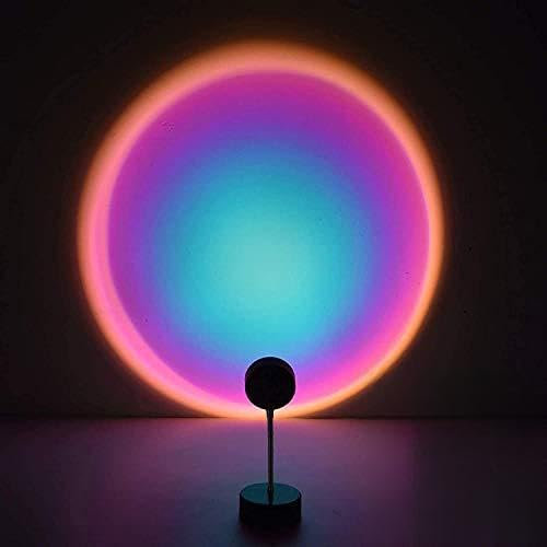 WOANWAY Sunset Projection Lamp,360 ° Drehbar Romantisches Visuelles Sonnenuntergang Lampe,Regenbogen Nachtlicht,USB LED Projektor Lampe,modernes Stehlampe,Mood Lighting Lampe für Wohnzimmer（Rainbow）