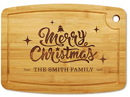 Personalised Bamboo Chopping Board for Christmas Cheese Board Bamboo Cutting Board Personalised Xmas Santa Gifts for Mother Wife Grandma Any Name （Design 3）