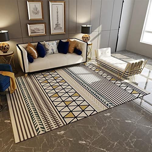 Teppich Teppich Flur Zimmer Einrichtung Gelb braun beige geometrisches Streifendesign moderner Rutschfester Teppich flokati Teppich waschbar 50x80cm