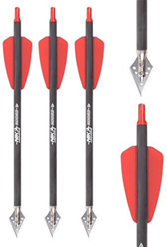 Elong 7,5 Armbrustbolzen Reine Carbonpfeile mit 2 Klingen Jagdspitzen aus Stahl für die Outdoor-Jagd mit R9-System