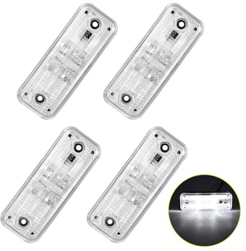 PROZOR 4pz Luci Di Posizione del Rimorchio con Omologato 12 V/24 V Universale Indicatore di Luci di Posizione Impermeabile 3LED Luce Laterale per Camion Luci di Posizione Spie di Segnalazione - Bianco