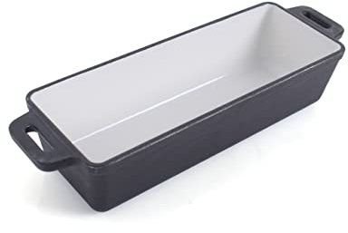 ECHTWERK Molde para pan de hierro fundido, con forma de caja, sin tapa, tradicional panera con revestimiento de esmalte, apto para horno, barbacoa, barbacoa e inducción, 1,5 L