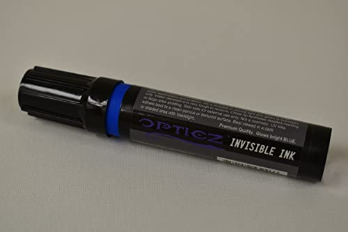 Opticz Jumbo XL Blue Red Yellow UV Blacklight Reactive Invisible Ink Felt Chisel Tip Marker Pen (Blue)