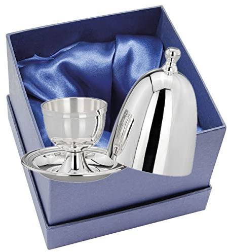 SILBERKANNE Eierbecher mit Deckel – Edel versilbert & Glatt – Premium Qualität – Inkl. schicker Geschenkverpackung – Silber Plated