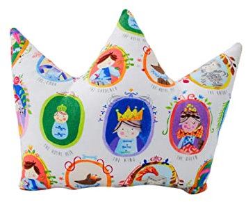POWER INN Liten kronkudde ca 30 x 24 cm | gosig kudde för att drömma och sova | barnkudde för att leka och gosa | babykudde som födelsegåva | (sagofigurer)