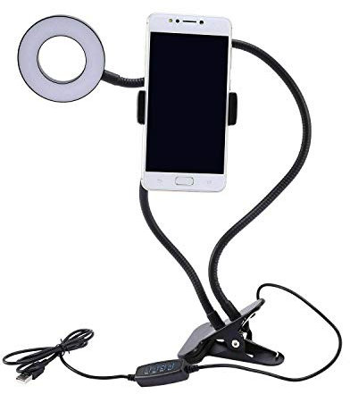 IMBTECH LED Selfie Ring Light with Phone Stand, USB Powered, 3 Light Modes & 10 Brightness Levels, Black