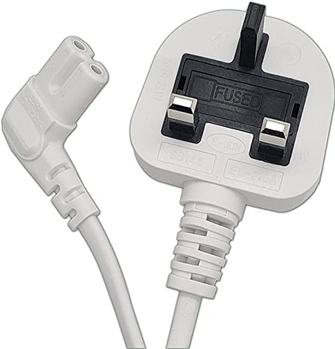 iSeventy9 2 Metres Right Angle FIGURE 8 Mains Power Cable/Power Lead UK Plug Cord C7 - White