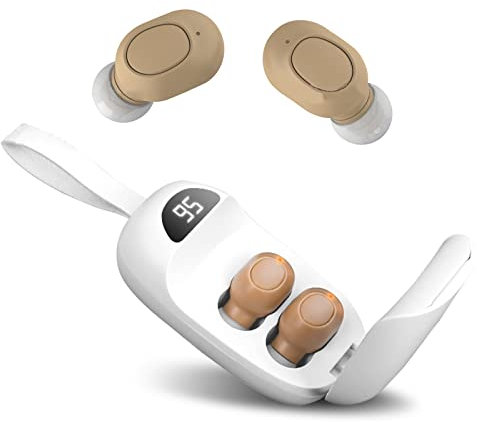 iKcess Digital Hearing Amplifier: Rechargeable Aids for Seniors & Adults, One-Button Control, Noise-Cancelling, No Squealing, Magnetic Charging Case with LED Display, Lanyard