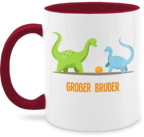 Tasse Tassen 325ml - Großer Bruder Dinosaurier - 325 ml - Bordeauxrot - tasse+großer+bruder big brother brüder geschenk fuer den grossen bruder geschwister für großen bro grosser große