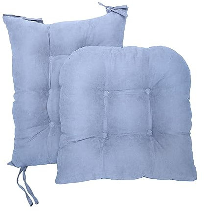 RUYICZB 2Er Set Schaukelstuhlkissen rutschfest Verdickt Hochlehner Auflage Mit 10 cm Dicke, Schaukelstuhl Sitzauflage Mit Bändern, Weiches Stuhlkissen Für Hochlehner Niedriglehner,Grau
