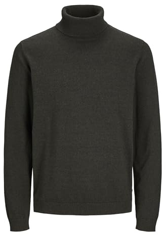 JACK & JONES Polotröja för män, enfärgad polotröja, Skogsnatt, XXL