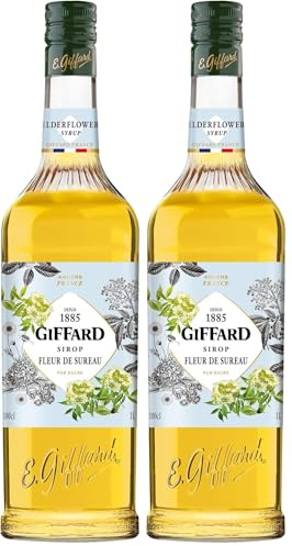 GIFFARD - Sirop de Fleur de Sureau - Recette et Fabrication Françaises - Floral et Désaltérant - 1 Litre (Lot de 2)
