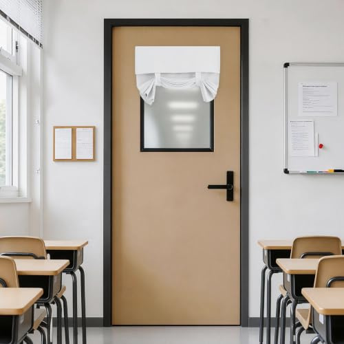 Vatge Classroom Door Curtains - Front Door Curtains for Glass Window, Small Window Shades for Bedroom/School/Classroom, 1 Panel, W24 x L36, Grayish White