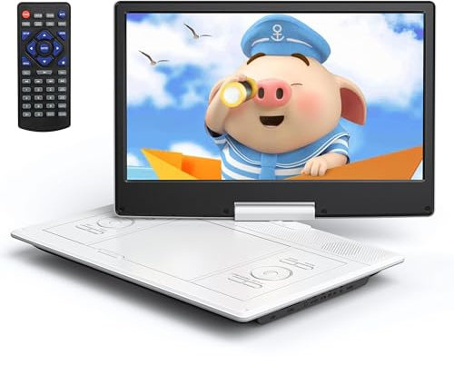 YOTON Reproductor de DVD portátil de 16,9 Pulgadas, Pantalla giratoria HD de 14,1 Pulgadas, DVD para Coche, Tiempo de reproducción de batería de 4 a 6 Horas, Compatible con USB/SD/AV/Gamepad