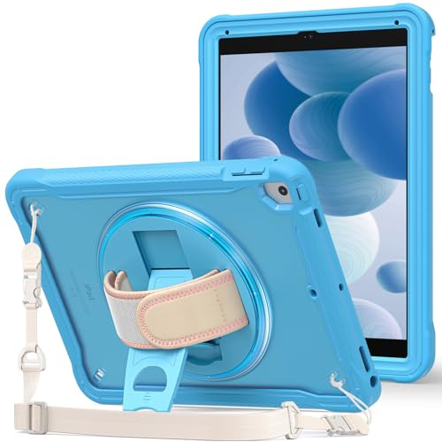 ProCase Hülle für iPad 9,7 Zoll 5th 6th Gen（2017/2018）/iPad Air 2 / iPad Air, Schutzhülle mit 360 Grad Drehbarer Handschlaufe Ständer, Stoßfest Robust Case Hybrid Cover für iPad 9,7 -Blau