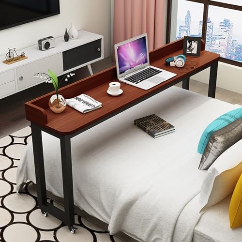 YVYKFZD Tragbarer Pflegetisch, Betttisch mit 360°-Rädern, stehend Laptoptisch, rollender medizinischer Computertisch für ältere Menschen, Krankenhauspatienten, zu Hause Beistelltisch (Color : Teak co