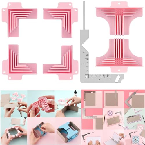 Lot de 7 guides d'angle pour boîtes en aggloméré, avec guide de couverture de livre 5 en 1 en métal pour la fabrication de boîtes, outil de maintien des coins de carton pour coller des papiers pour