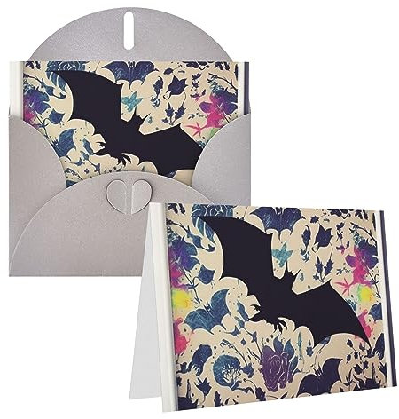 Geburtstagskarten mit Umschlägen, Fledermaus-Druck, Hochzeitskarten, Trauerkarten, Dankeskarten, leere Innenseite, für alle Anlässe, Grußkarten