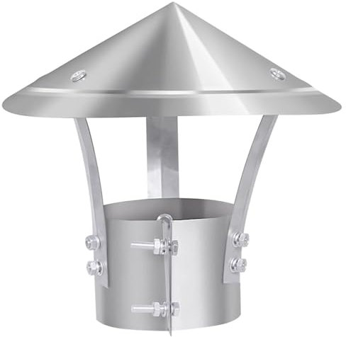 Yoeoefuo Rohrabdeckung Kaminlochdeckel Regenhaube Durchmesser 80mm - 300mm Feuerfester Edelstahl Kaminrohr Abdeckung Kegelförmiger Oberseite Universalhaube Kamindach(Size:Diameter 23cm x 40cm)