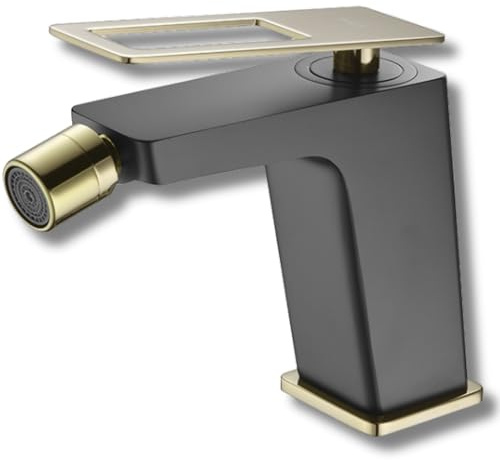 Imex – Bidet-Armatur | Bidet-Armatur | Bidetarmatur mit Heiß- und Kaltwassermischer | Bidet-Armatur | einfache Installation | Serie Schweden | Farbe Schwarz Gold glänzend