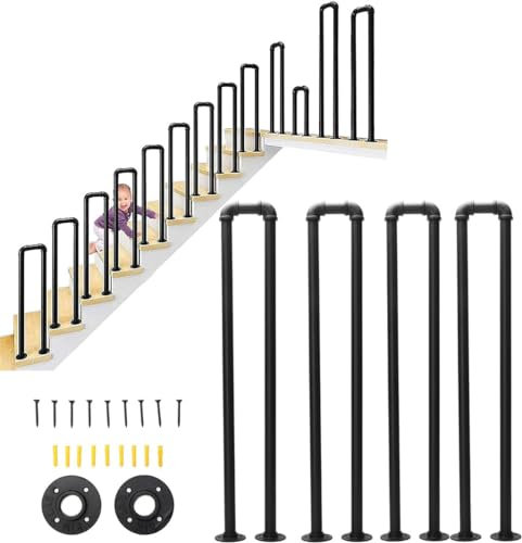 Corrimano per scale Corrimano per scale Corrimano di sicurezza laterali in ferro battuto recinzioni di sicurezza aste di supporto per giardini, soffitte scale a chiocciola (dimensioni: 75 cm)