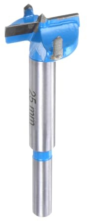 sourcing map Forstner Drill Bits 1 inch / 25mm Round Shank 9/32 inch, Carbide Forstner Bit Woodworking Hole Opener Cutter Tool for Wood Drilling/Cabinet Hinges, Blue