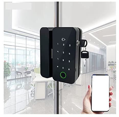 Serratura per porta d'ingresso con impronta digitale, Blocco di impronta digitale biometrica della porta di vetro intelligente RFID IC. Porta scorrevole for serratura elettrica Bluetooth APP del telec
