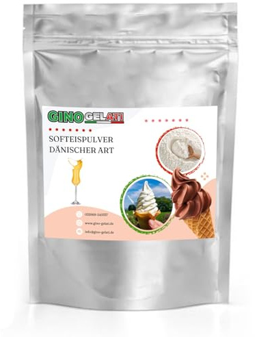 Gino Gelati Dänisches Softeis Pulver mit alkoholischem Geschmack, verschiedene Varianten, schnelle und einfache Zubereitung, Herstellung mit oder ohne Eismaschine (1 Kg, Eierlikör)