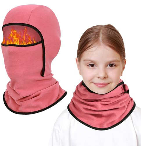 AYPOW Cagoule d'hiver Thermique pour Enfants 6-14 Ans, Multifonction Coupe-Vent Masque de Ski Bonnet de Cyclisme avec Cache-Cou, Casquette Chapeau pour Garçons et Filles Sports d'hiver en Plein Air