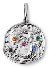 SINGULARU - Charm Organic Colors Zodiaco. Colgante de Latón con Acabado en Baño de Rodio y Circonitas. Joyas Para Mujer. Piscis