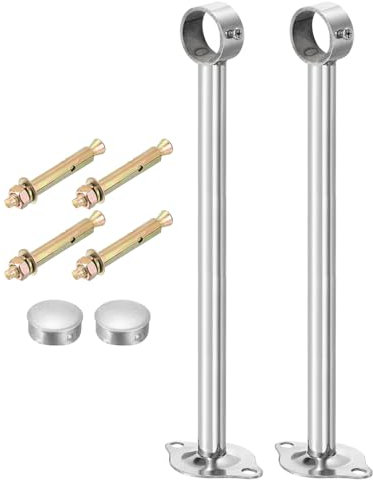 QUARKZMAN 3 Set Supporto Bastone Tenda Soffitto, Adatto a Tubo 32mm/1.26 Lunghezza 300mm/11.81 Ganci Asta Bastoni per Tende Acciaio Inossidabile per Pareti Armadio Tubo Asta Tenda, Argento