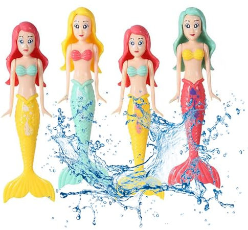 BNOYONERAS Juguetes de Sirena para Piscina, 4 Piezas (Color 2)