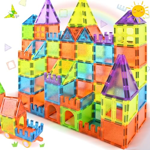 NAETANY Costruzioni Magnetiche, 92 Pezzi Giochi Magnetici per Bambini 3D Costruzione Magnetica per Bambini Educativi Calamite Montessori Costruzioni per Ragazza Ragazzo 3 4 5 6 7 8 anni