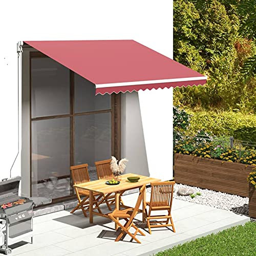 Tenda da sole retrattile per esterni, ricambio per balcone, patio, tenda da sole con bracci estensibili, marrone, 5 x 3,5 m, braccio a goccia per esterni, tenda parasole per mobili per la casa