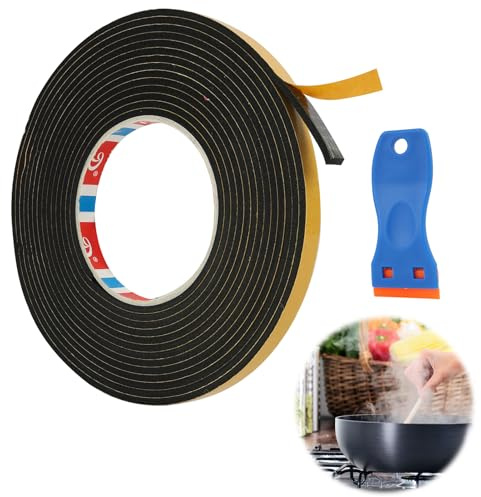 5M 10x3mm Bande adhésive d'étanchéité, Ruban Adhésif en Mousse EVA, Imperméable, pour Isolation de Portes et Fenêtres, Convient pour l'Industrie et l'Absorption des Chocs (Ruban adhésif + Grattoir)