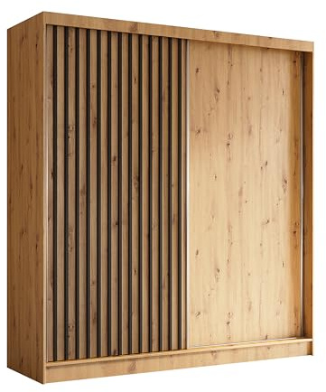 AXLIVING Cabinio Schwebetürenschrank Artisan 200cm mit Lamellen