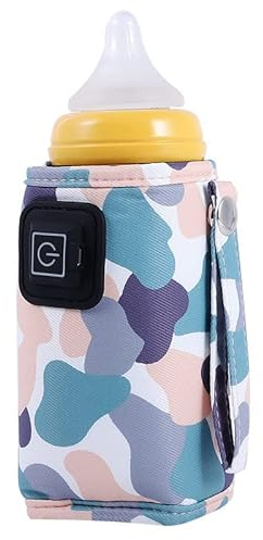 Baby biberon USB più caldo, riscaldatore di bottiglia di latte portatile con design di regolazione della temperatura a tre livelli per la notte in viaggio per alimentare i neonati (Rosa de camuflaje)