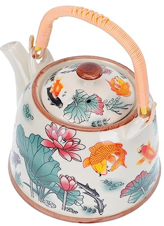 Warmhm Teiera in Ceramica Colino a Forma Di Fiore, Design Retrò Impugnatura Comoda, Per Sala Da Tè, Sala Riunioni e Uso Domestico