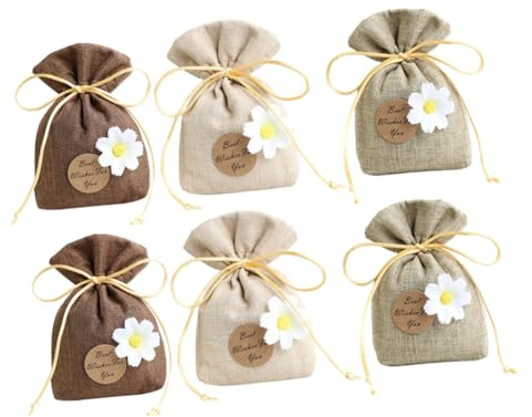 Ipetboom 6 pezzi Sacchetti Vuoti per Lavanda in e Lino da Colorati Beige Cachi Profumatori Naturali per Armadio Casa e Auto Facili da Riempire con Erbe Aromatiche