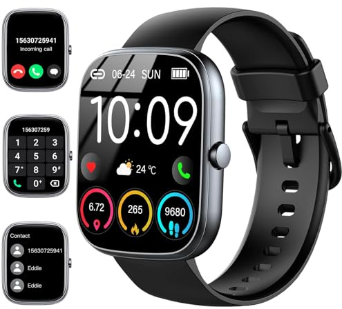 uaue Smart Watch for Men/Women, 1.91 HD Smartwatches 2025 New Answer/Make Calls Fitness Watch with Heart Rate/Sleep Monitor/Step Counter, IP68 Waterproof 110+ Sports Activity Tracker (Black)