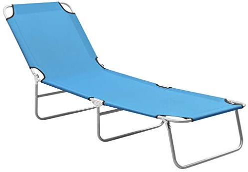 Mandloder Klappliege Sonnenliege Türkisblau, Faltbare Relaxliege, verstellbare Rückenlehne, pulverbeschichteter Stahlrahmen, Oxford-Gewebe, stabile Gartenliege Strandliege Liegestuhl für Terrasse