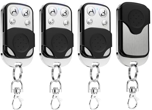 Lot de 4 télécommandes universelles pour porte de garage 433 MHz - Clonage d'ouverture de porte de garage avec 4 boutons - Avec couvercle coulissant - Télécommande sans fil pour porte de garage