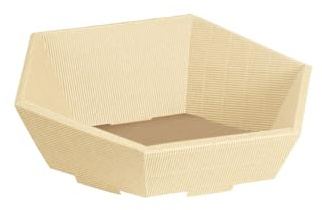 Präsentkorb Geschenkkorb 195x230 leer 6-Eck, offene Welle, creme, Geschenkverpackung im Set: 25 Stück