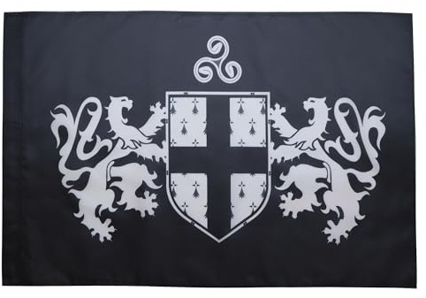 AZ FLAG Drapeau Blason de la Bretagne 150x90 cm Polyester 100D Fourreau | Usage intérieur et extérieur Drapeau décoratif breton coutures doubles et bords renforcés avec fourreau pour mât